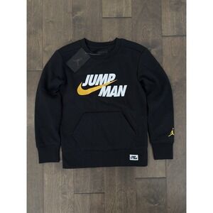 NWT Jordan Air‎ Nike Sweatshirt Youth Size S Jumpman Crew Neck Fleece Black Logo